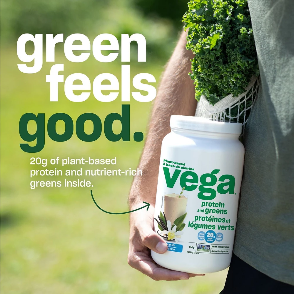 Poudre à la vanille sans gluten Protéines et légumes verts de Vega 18 Portions, 526g