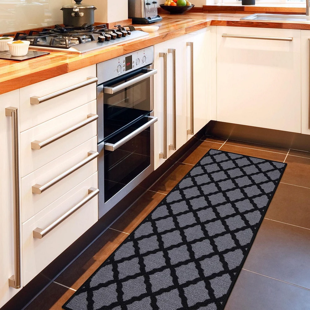 Tapis élégant à motif de treillis à sous-couche en caoutchouc de la collection Glamour
