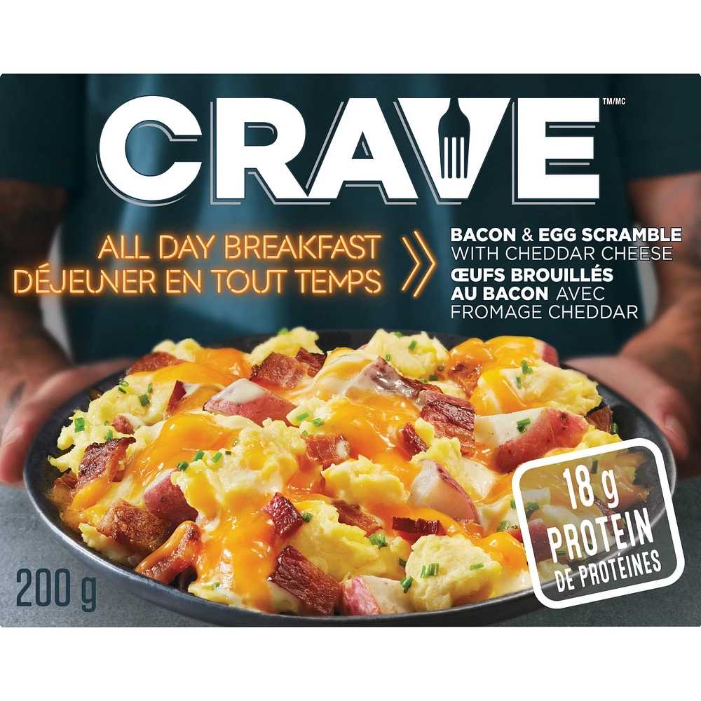 CRAVE All Day Breakfast Bacon & Egg Scramble with Cheddar Cheese, 200g