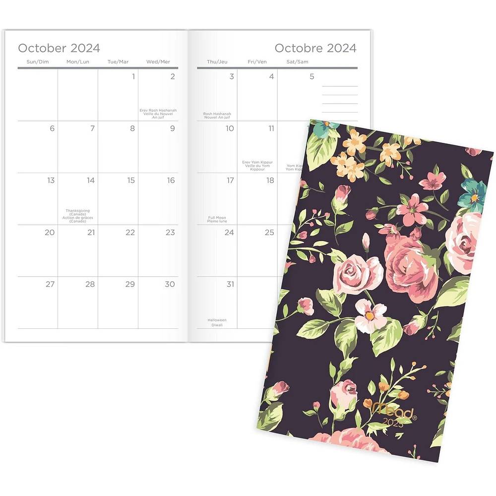 Planificateur de poche mensuel Mead Rose Garden, 2 ans Planificateur