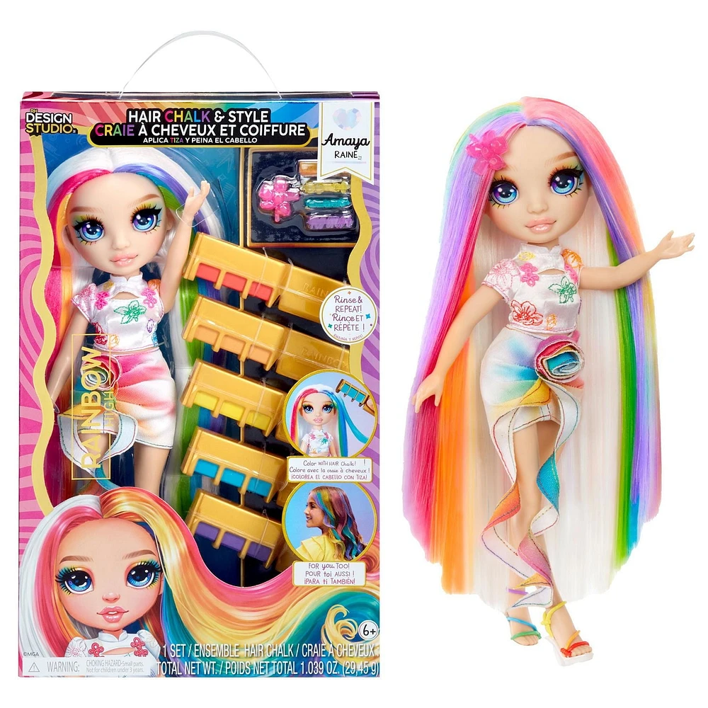 Rainbow High Craie à cheveux et coiffure Amaya – Poupée arc-en-ciel de 11 po (28 cm)