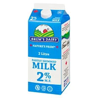 Brum's 2% M.F Partly Skimmed Milk.