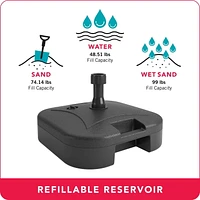 Base de parasol rechargeable en plastique robuste de 22 L de CorLiving