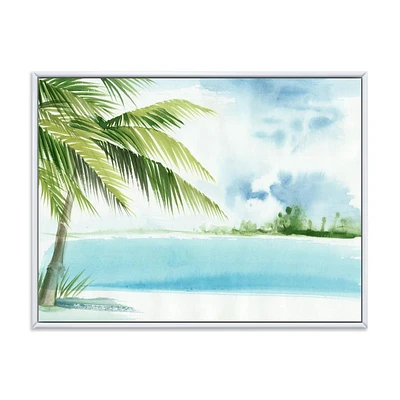 Designart Palm Beach Resort At Dawn I FLOAT FRAME WALL ART