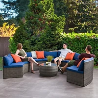 Ensemble modulaire de patio Parksville - Fini gris mélangé / Coussins bleu Oxford 5pc