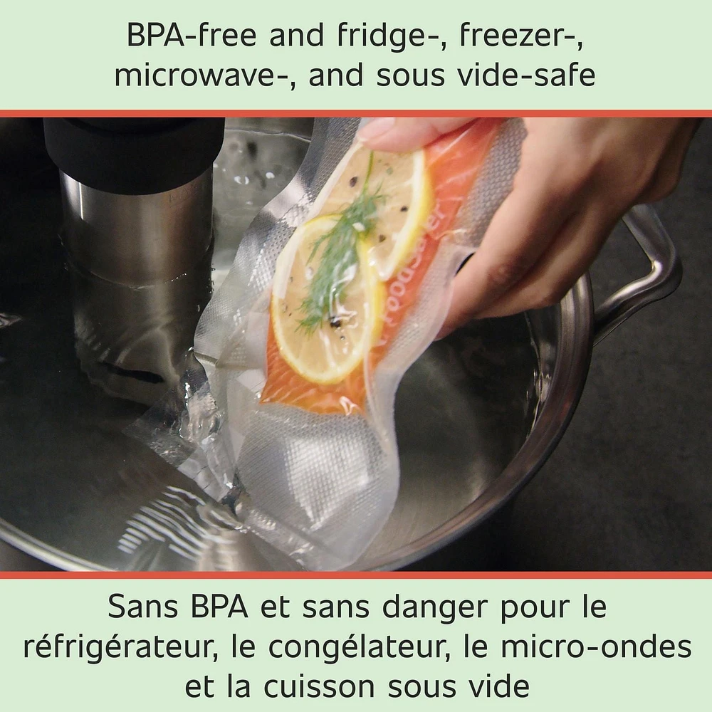 FoodSaver 11" x 16' Vacuum Seal Rolls for Custom Fit Airtight Food Storage and Sous Vide, 4 Pack