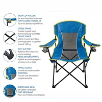 Chaise de Camping Surdimensionnée Ozark Trail à Filet, Couleur Bleu, 100% Polyester Recyclé, Cadre en Acier Robuste Chaise de camping