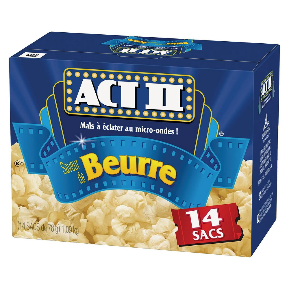 Act II 14s Gourmet micro-onde Popcorn-saveur De Beurre 1,09 kg