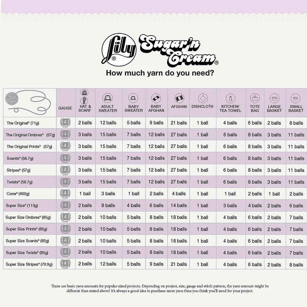 Lily Sugar'n Cream® Fil Super Taille Coton #4 Moyen, 4oz/113g