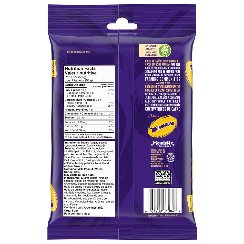 Cadbury Wunderbar Chocolatey Candy Bars, 4 pack 232 g