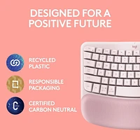 Logitech Wave Keys Wireless Ergonomic Keyboard with Cushioned Palm Rest, Comfortable Natural Typing, Easy-Switch, Bluetooth - Rose