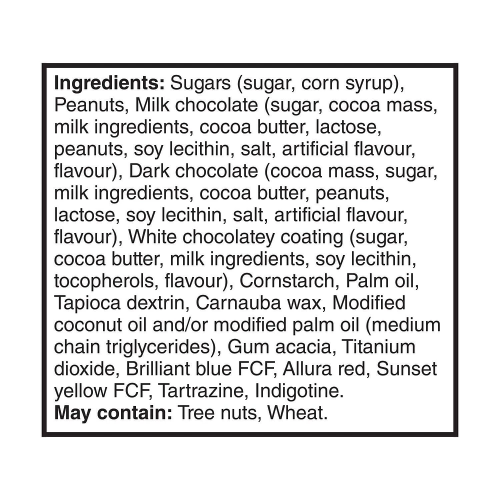 M&M's, Peanut Mix, Dark Chocolate Peanut, Milk Chocolate Peanut and White Chocolate Peanut Flavoured Chocolate Candies, Bag, 185g