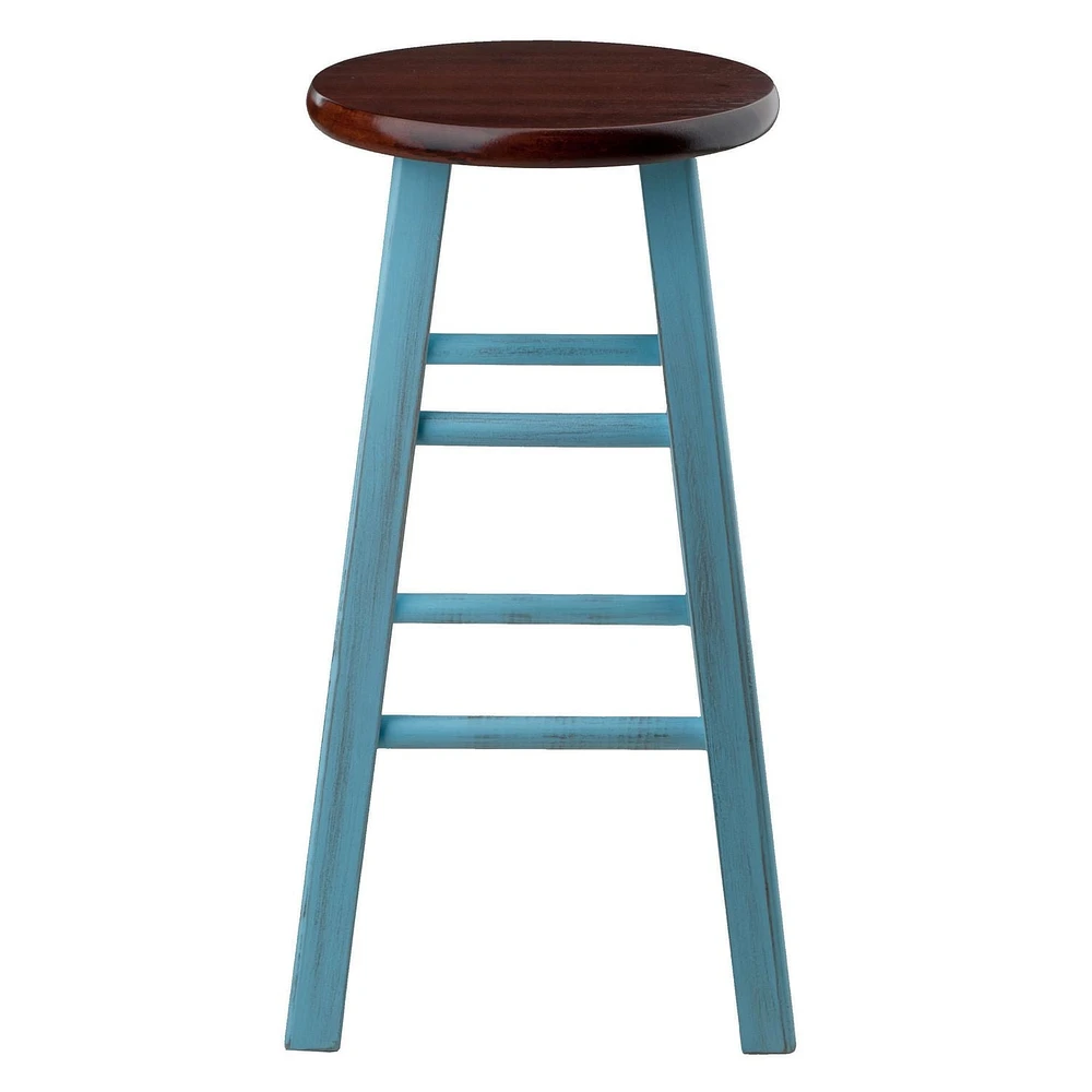 Ivy 24" Counter Stool Rustic Light Blue w/ Walnut Seat