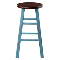 Ivy 24" Counter Stool Rustic Light Blue w/ Walnut Seat
