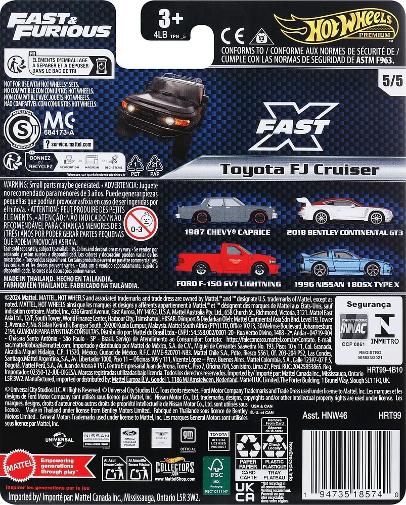 Hot Wheels  Premium  Fast & Furious  Véhicule pour collectionneurs