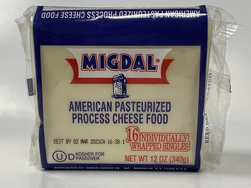 MIGDAL American Pasteurized Process Cheese Food, Migdal 16 Slice White cheese