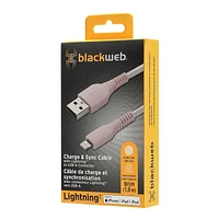 Câble de charge et de synchronisation Lighting vers USB-A de 1,8 m (6 pi) avec câble robuste tressé blackweb