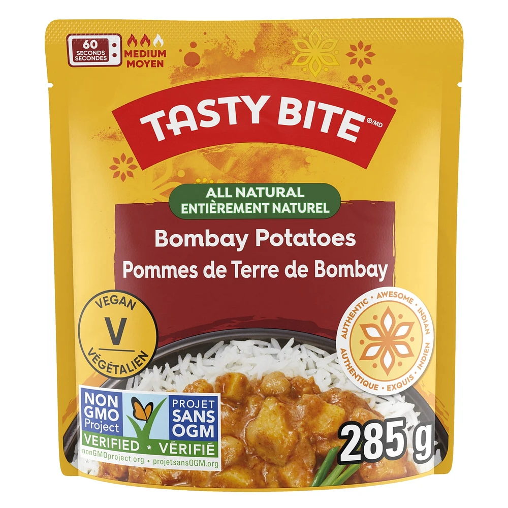 TASTY BITE BOM POT - FRENCH Plat indien de Pommes de terre de Bombay TASTY BITE entièrement naturel (285 g)