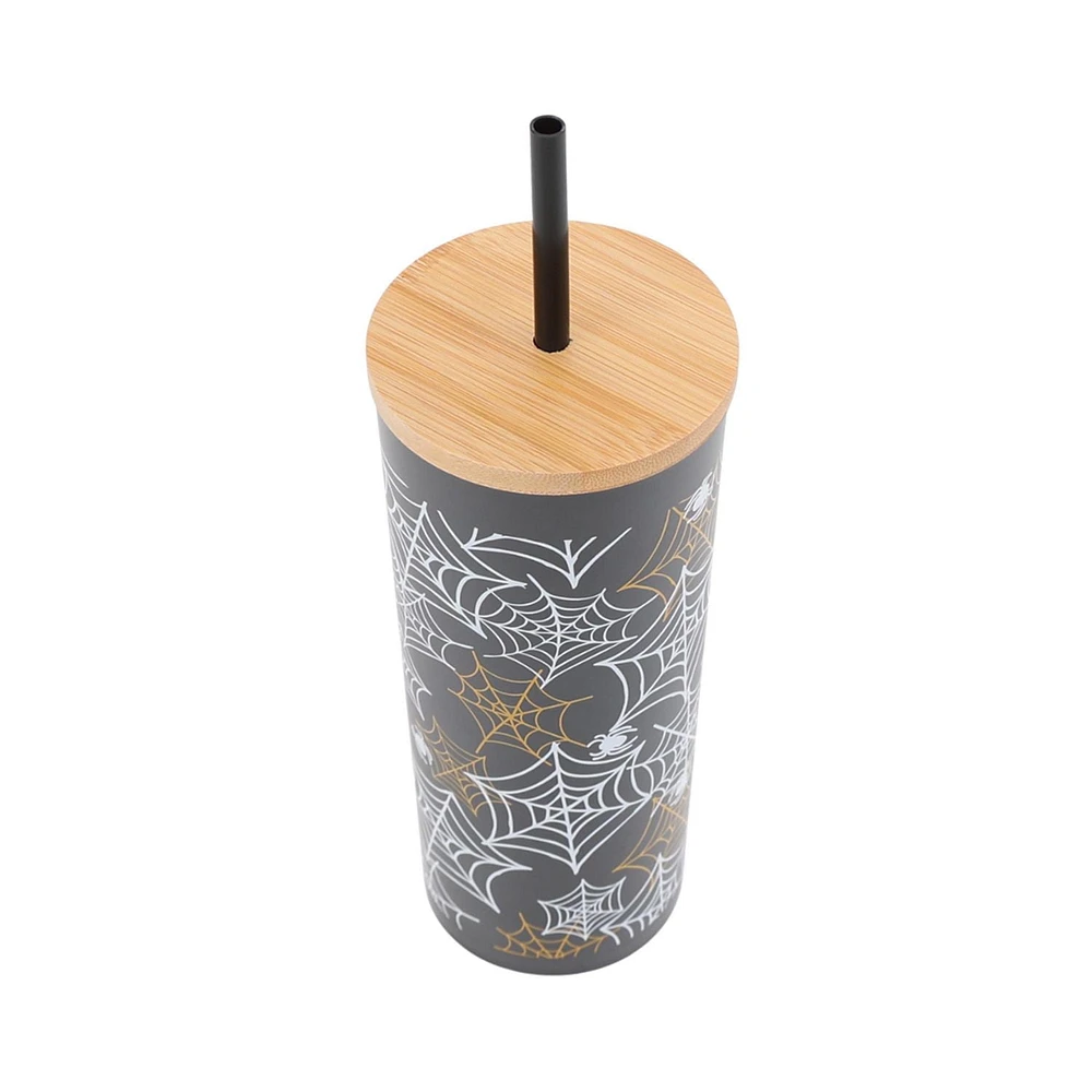 Way to Celebrate 27oz Black Recycled Plastic Printed Spider Tumbler