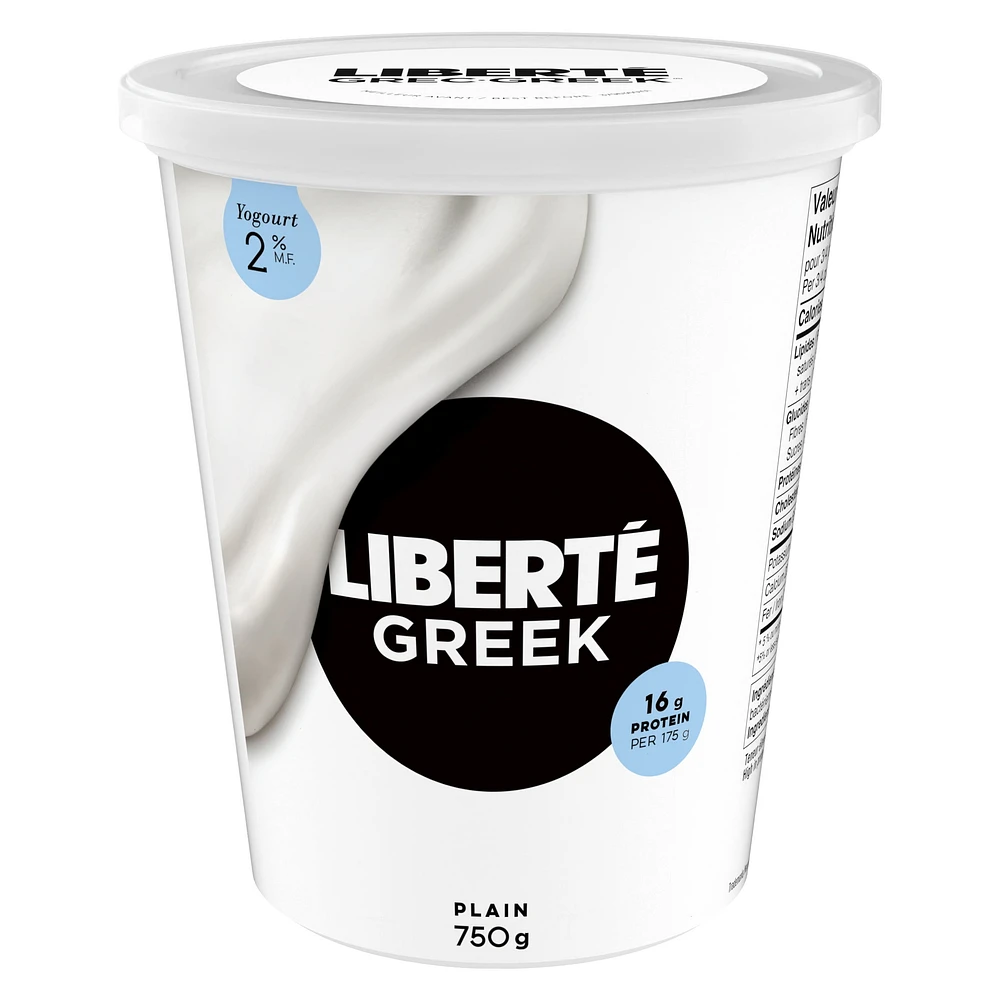 Liberté Greek 2% Yogurt, Plain, High Protein, 750 g, 750 g