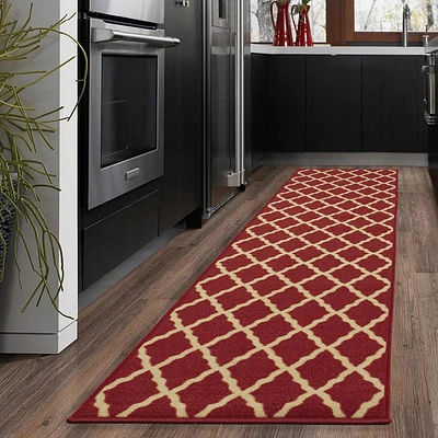 Ottomanson Ottohome Collection Non-Slip Rubberback Elegant Trellis Design Indoor Area Runner Rug