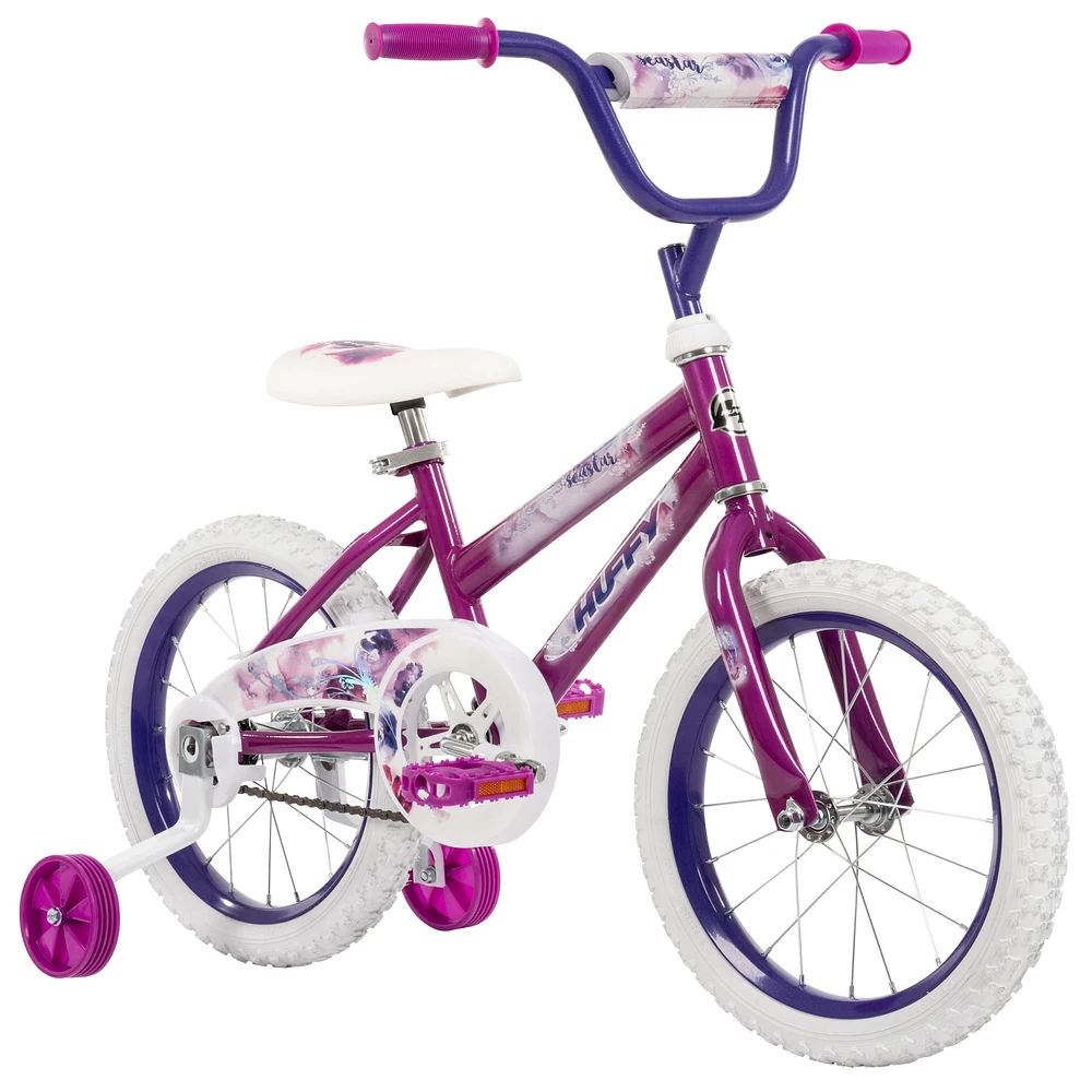 Sea Star de Huffy, 16 pouces, vélo pour filles avec roues d'entraînement, violet 4-6 ans