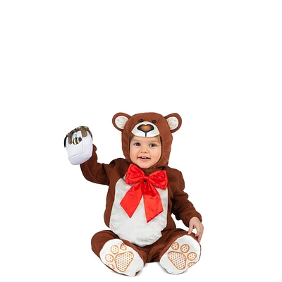 Costume d'ours en peluche pour enfant avec pot de miel