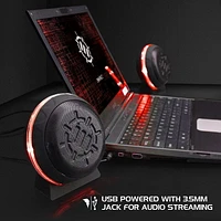 ENHANCE SL2 USB Computer Speakers with LED Red Glowing Lights