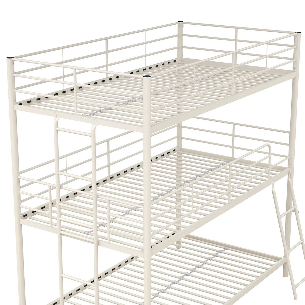 DHP Everleigh Triple Metal Bunk Bed, Twin/Twin/Full, Off White