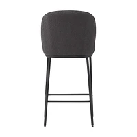 Ensemble de 2 tabourets de bar modernes rembourrés en tissu bouclé de luxe Addison de CorLiving - Tabourets de bar de 25,5 pouces à hauteur de comptoir pour îlot de cuisine - Tabourets modernes élégan