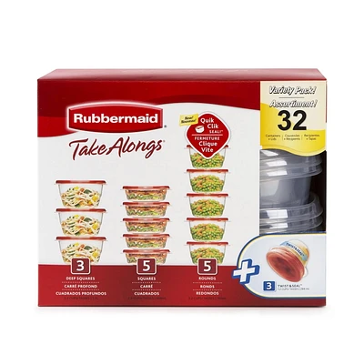 Ensemble de contenants pour la conservation des aliments TakeAlong de Rubbermaid Assortiment 32 pièces, rouge