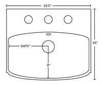 19.5-in. W Above Counter White Bathroom Vessel Sink Set For 3H8-in. Center Faucet AI-26583