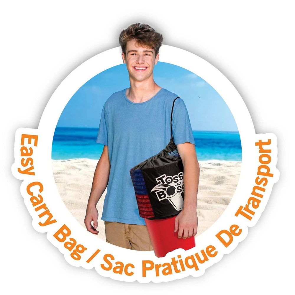Banzai Toss Like A Boss Outdoor Giant Pong Lawn Game with Drawstring Bag, Toss Like A Boss