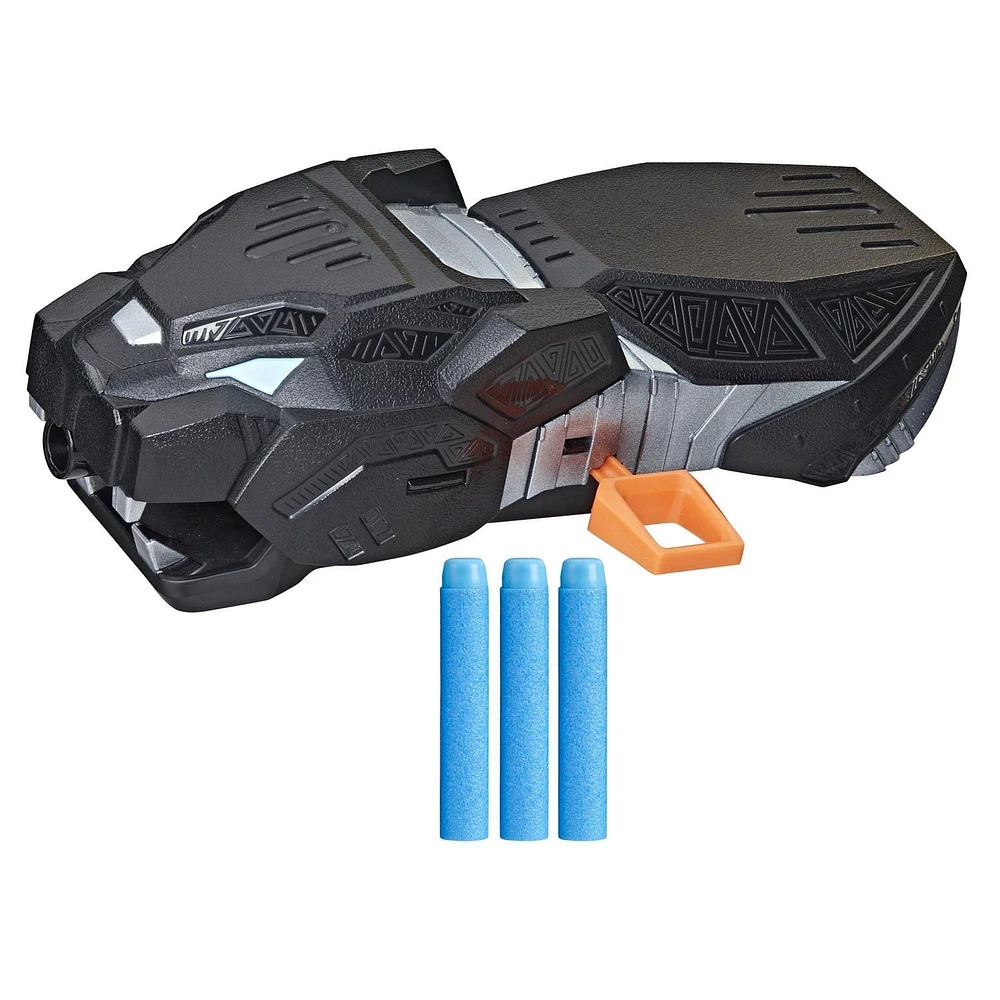 Marvel Black Panther, Gant de frappe Vibranium Nerf avec 3 fléchettes Nerf, jouet de super-héros pour enfants à partir de 5 ans