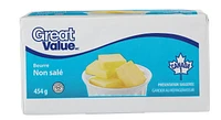 Great Value Unsalted Butter, 454 g