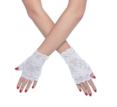 WAY TO CELEBRATE HALLOWEEN WOMEN LACE GLOVES WHITE