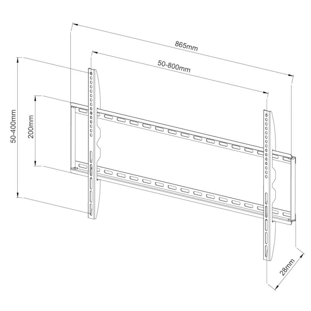 Techly 42" to 80" Slim Fixed LCD/LED TV Wall Mount - VESA up to 800x400 mm - Holds up to 60 kg - Black