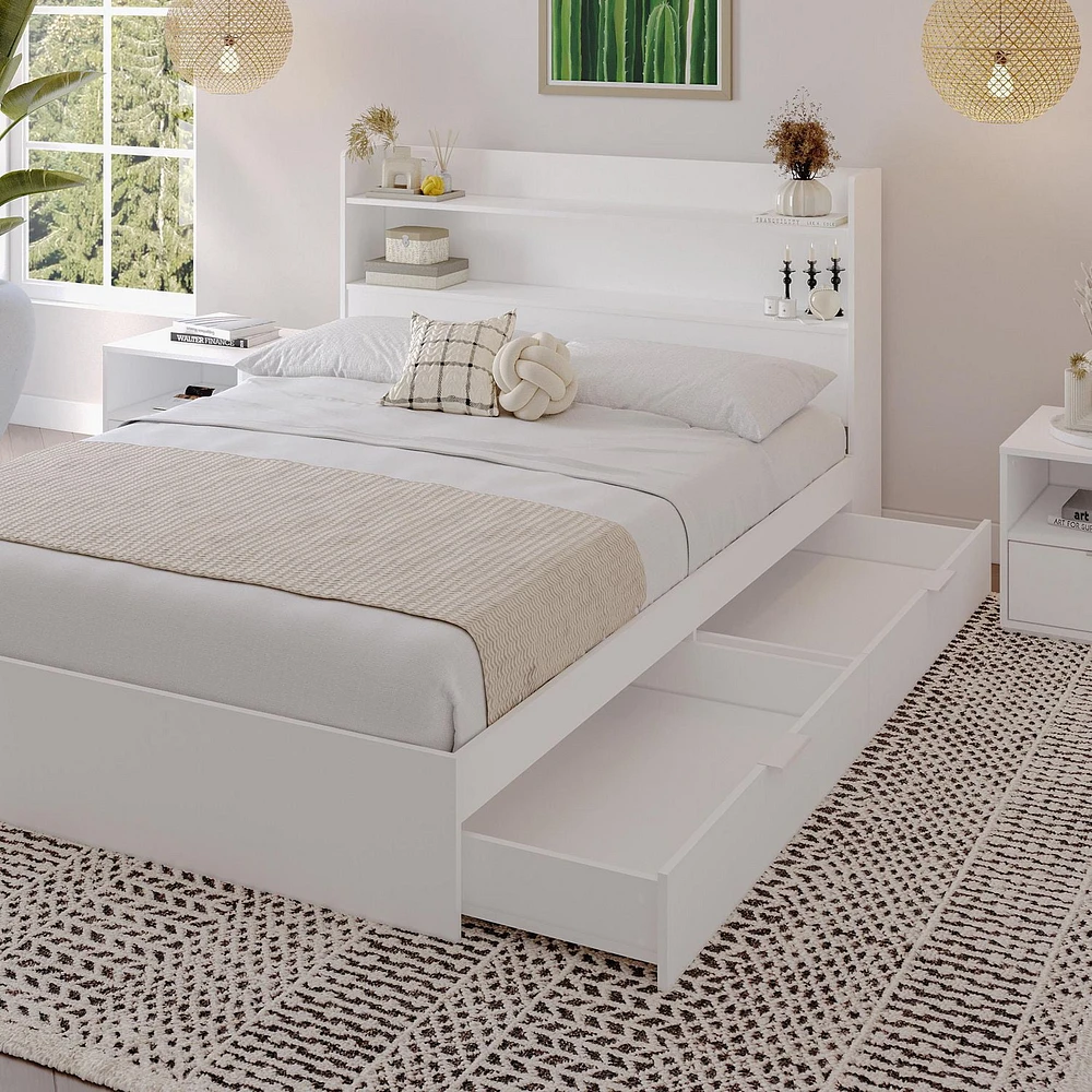 Nexera Hunter Platform Bed With Headboard And 2 Nightstands