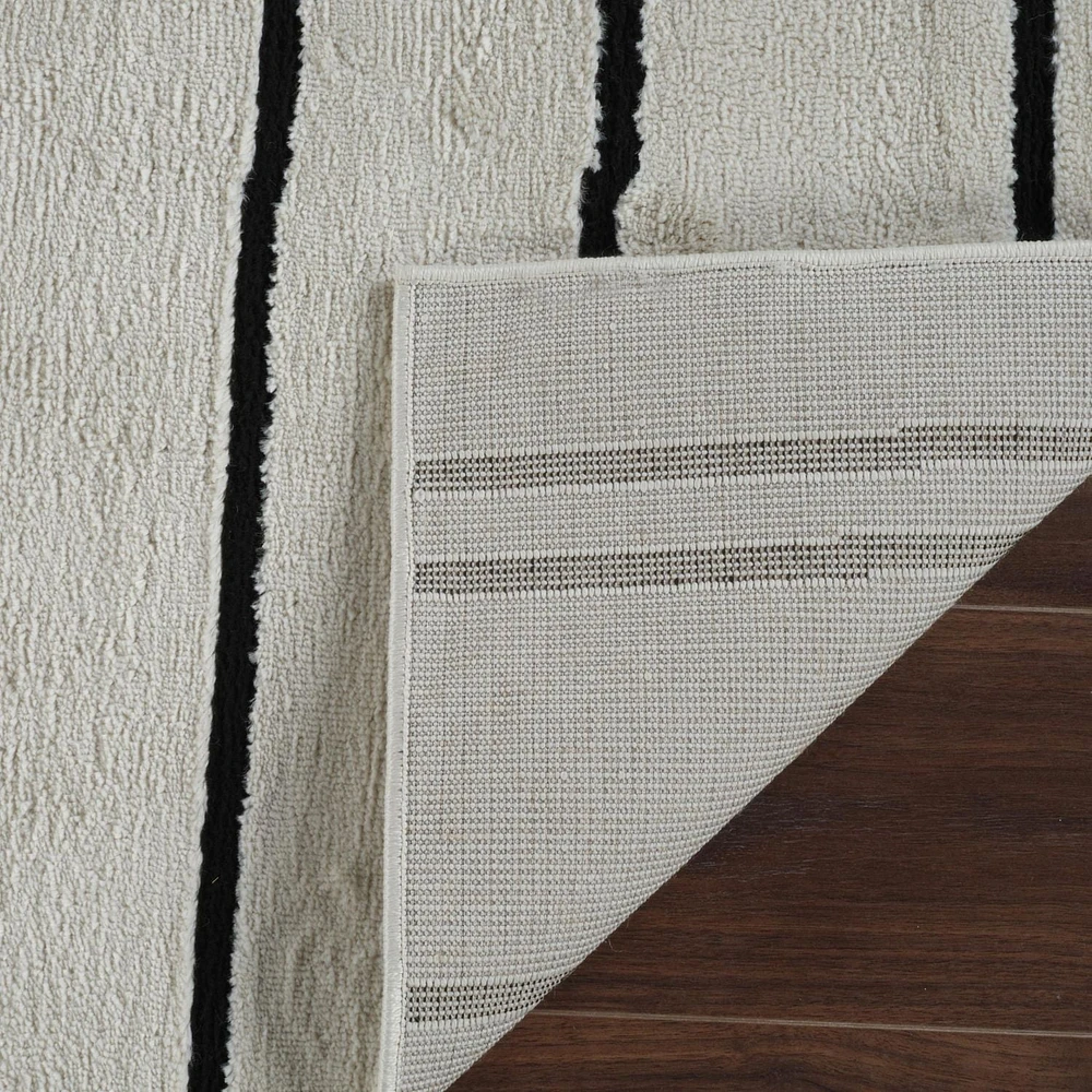 Tapis d'interieur abstrait Rug Branch Domus, creme noir, moderne - Salon, chambre, salle a manger et cuisine<br>