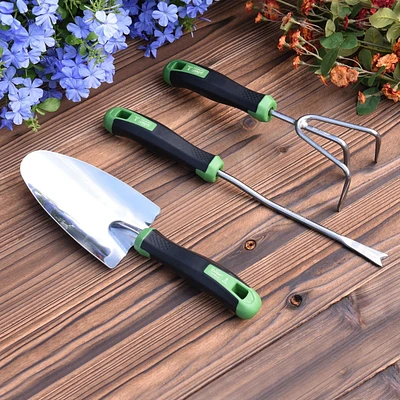 Expert Gardener Ensemble d’outils à main de jardin en acier inoxydable 3 pièces D’outils à main de 3 pièces