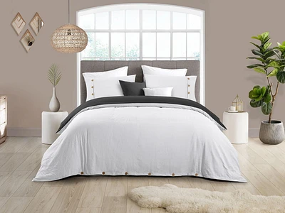 Ensemble de housse de couette réversible en tissu froissé naturel ultra doux