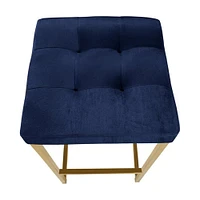 Tabouret de Comptoir Pipe II de couleur Bleu et Or - Lot de 2