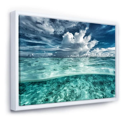 Designart Amazing Underwater Seascape And Clouds FLOAT FRAME WALL ART