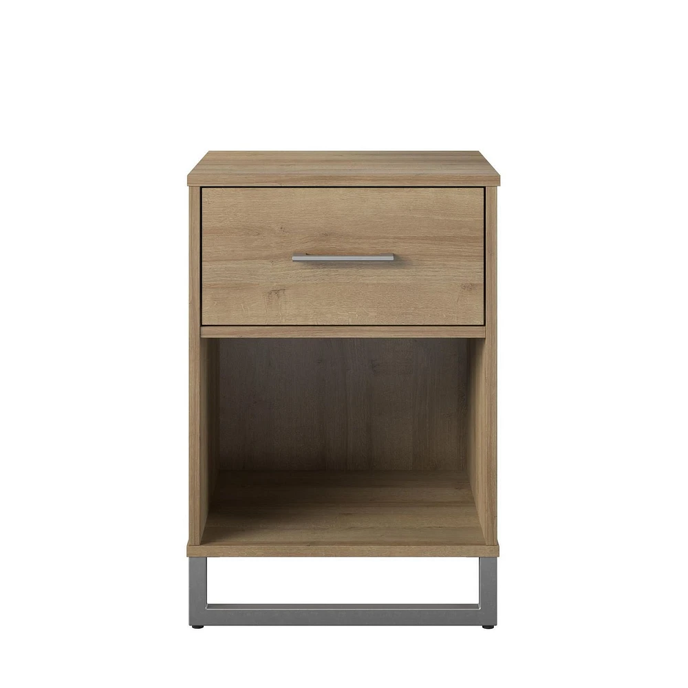 Nightstand with 1 Drawer, Distressed Gray Oak