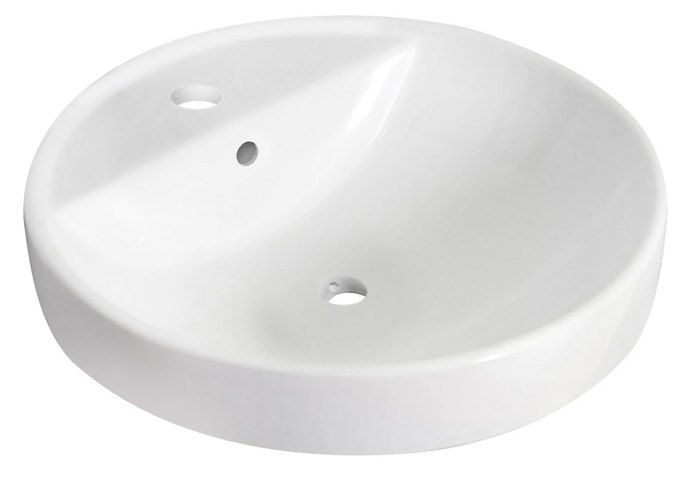 American Imaginations 18.25-in. W Drop In White Bathroom Vessel Sink Set For 1 Hole Center Faucet AI-30803