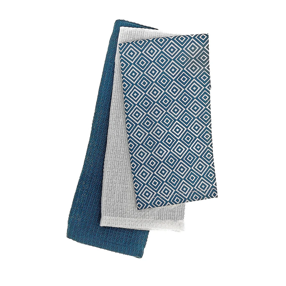 Ensemble De Tissu À Vaisselle De 3 Pcs Géométriques - Ensemble De 2