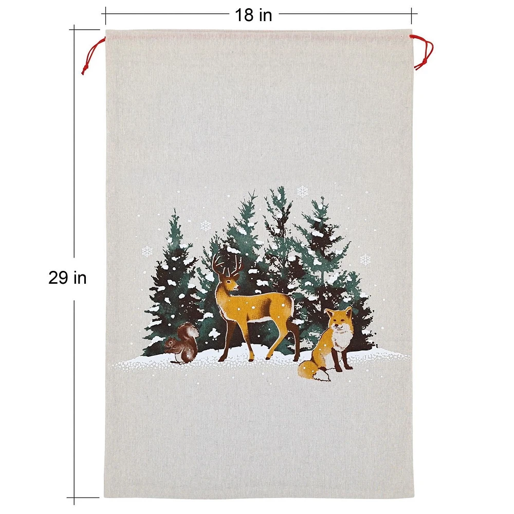 Holiday Time 1 Piece Santa Sack Christmas Gift Bags with Drawstring 18”x29” for Large Xmas Package Storage