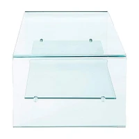 HEAVENLY COLLECTION WATERFALL GLASS TABLE WITH TOP SHELF