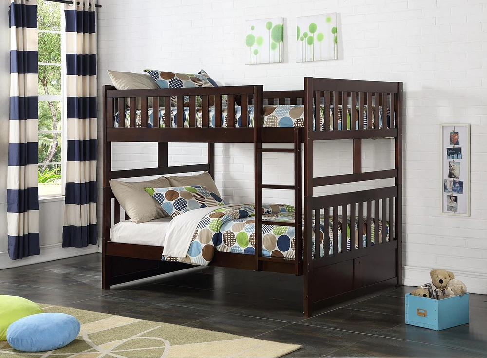 Topline Home Furnishings Lit superposé double sur double avec finition espresso