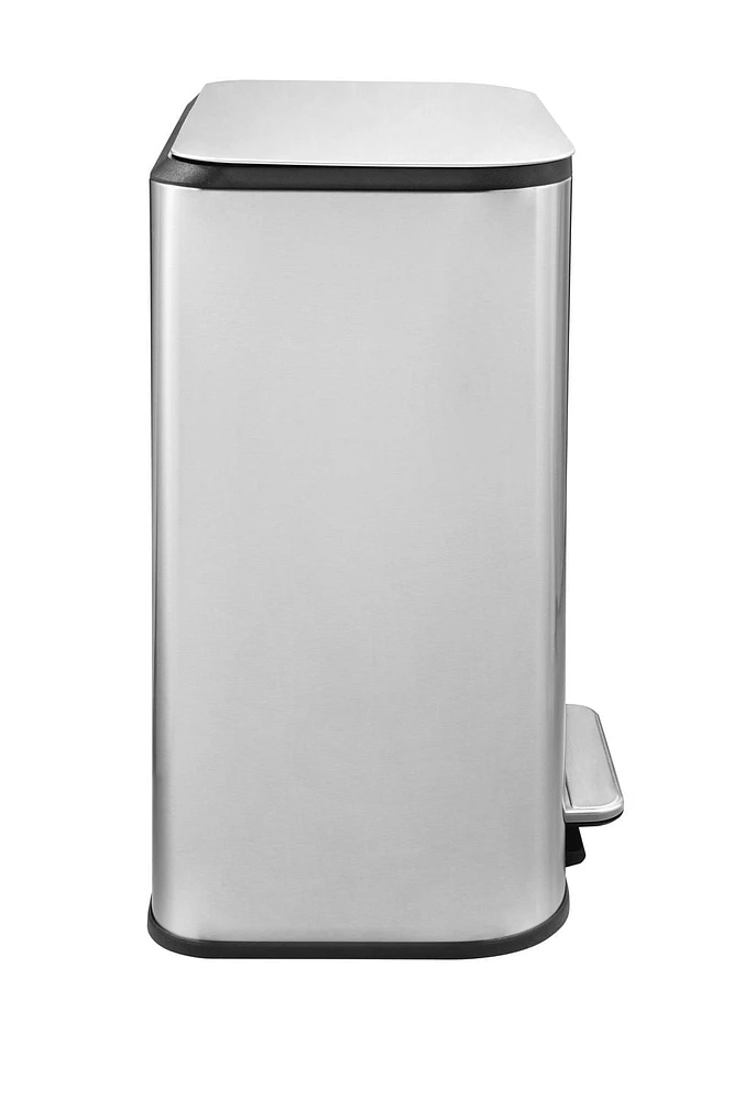 Poubelle en acier inoxydable de grande capacité de 50 L avec seau intérieur amovible The Step N' Sort